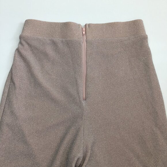 WINDSOR Light Mauve Pink Silver Glitter High Rise Waist Wide Flare Leg Pant - Picture 9 of 11